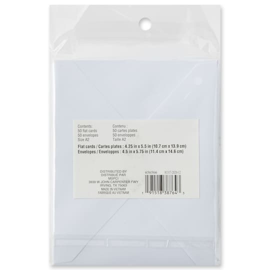 50 Sets of White Flat Cards & Envelopes by Recollections